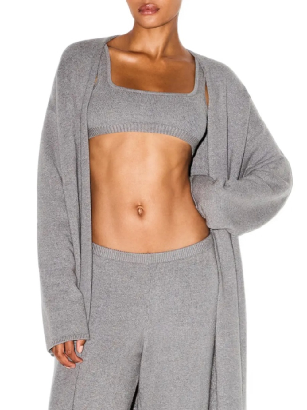 Skims Textured Knit Bralette in Dark Heather Grey; Like New, Size Large